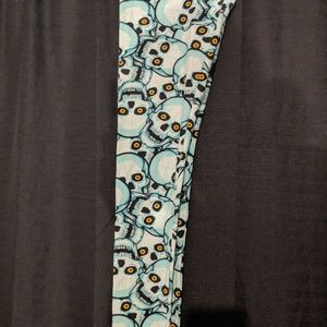 Lularoe OS Skull Halloween Leggings Green